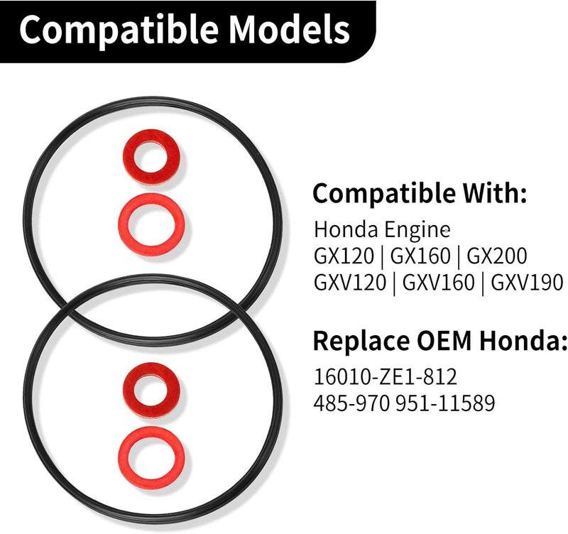 CLSR2U Store Carburetor Float Bowl Gasket Kit, Compatible with Hon da GX120 GX160 GX200 GXV120 GXV140 GXV160 Engine, Carburetor Replacement Lawn Mower Accessories Replace for 16010-ZE1-812 - Image 5